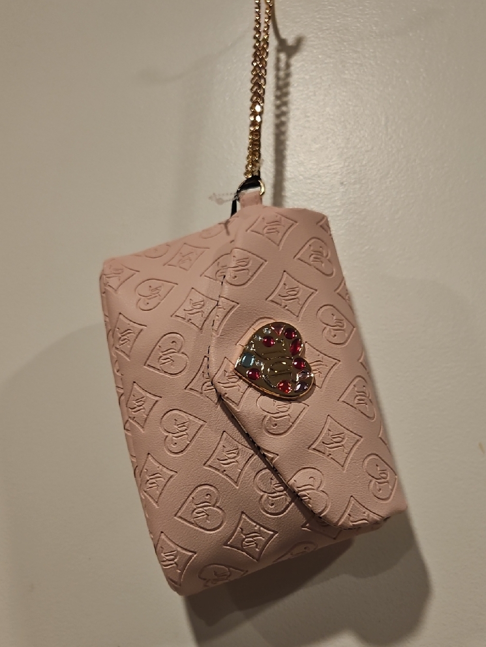 Pink Heart-Accent Crossbody Bag